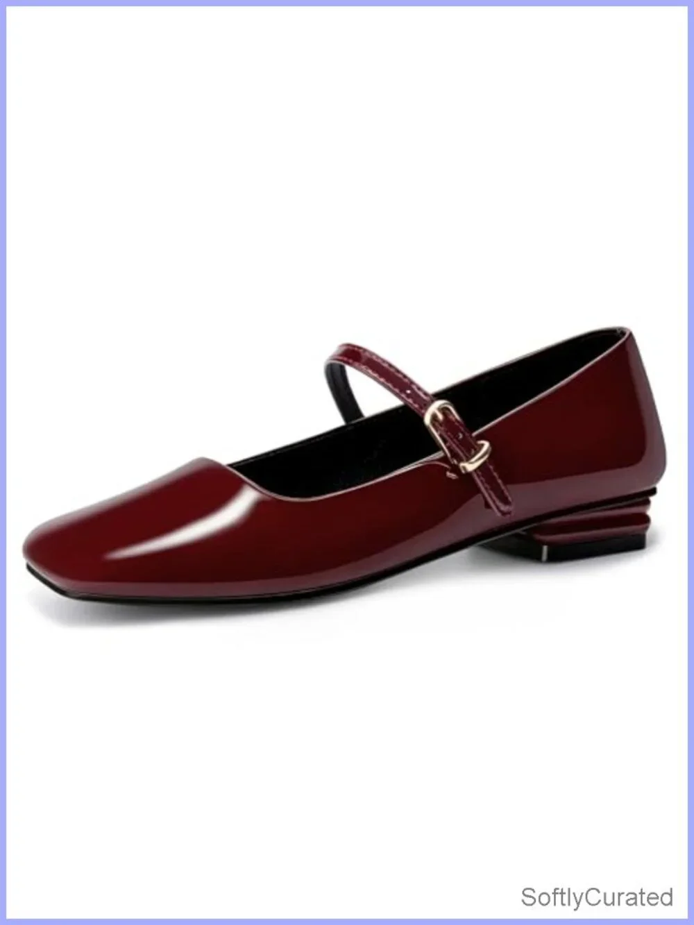 Mary Jane Flats Square Toe Ballet Flats Adjustable Ankle Strap Block Heel